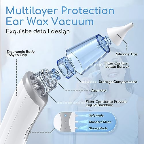 Ear Vacuum Wax Remover, Ear Wax Removal with 8 Pcs Ear Pick, Ear Wax Girug uk supplements