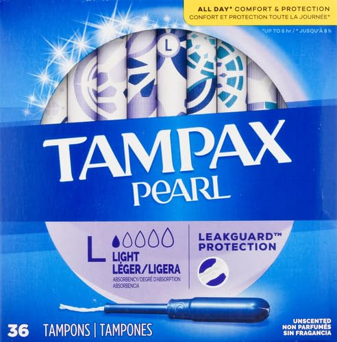 Tampax Pearl Plastic Tampons, Light Absorbency, Unscented, 36 Count (Pack of 2) (72 Total Count) Procter & Gamble uk supplements