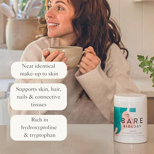 Bare Biology Collagen Powder, 300g/60 Servings - Skinful Pure Marine Collagen Supplement for Skin Bare Biology uk supplements