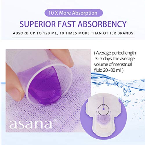 Asana Natural Teen Period Pads Combo Pack (Mini, Mini Long, Liner, and Women Reg - Chlorine Free Asana uk supplements