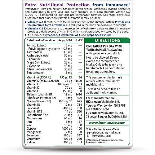 Vitabiotics Immunace Extra Protection Tablets, 30 count Immunace uk supplements