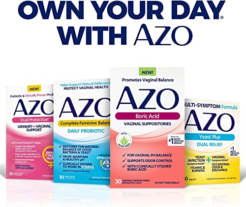 AZO Boric Acid Vaginal Suppositories (30 Count) + Complete Feminine Balance Daily Probiotics for Women AZO uk supplements