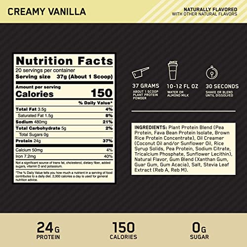 Optimum Nutrition Gold Standard 100% Plant Based Protein Powder, Gluten Free, Vegan Optimum Nutrition uk supplements