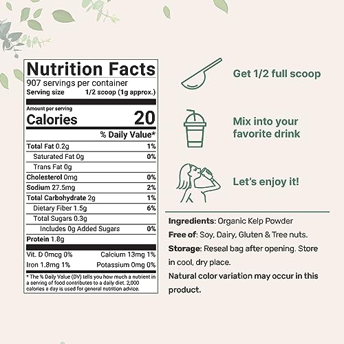 Organic Kelp Powder Supplement, 2lbs | Sustainably US Grown, Raw Ascophyllum Nodosum Micro Ingredients uk supplements