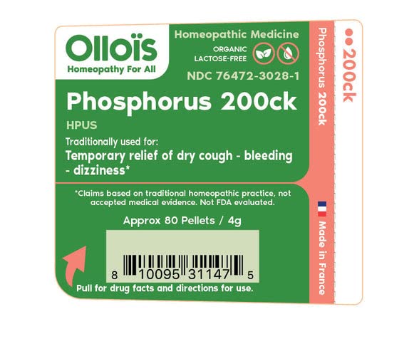 OLLOIS Phosphorus 200ck Organic, Lactose-Free, Kosher Homeopathic Medicine, 80 Pellets (Pack of 3) OLLOÏS uk supplements