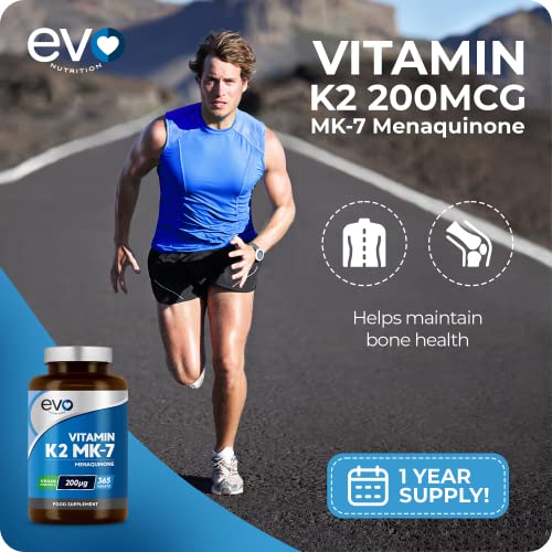 EVO NUTRITION Vitamin K2 MK-7 200mcg | 365 Vegetarian and Vegan Tablets EVO NUTRITION uk supplements