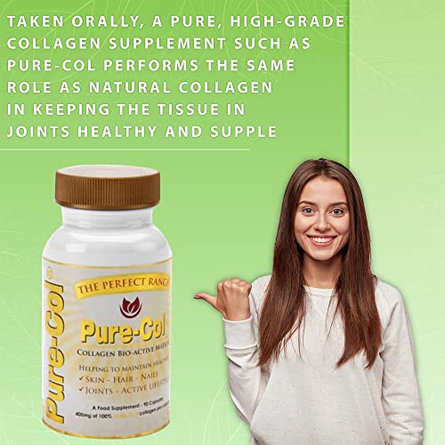 Pure-COL Collagen 90 Capsules 400mg Bio-Active Matrix High Strength Collagen Tablets The Perfect Range uk supplements