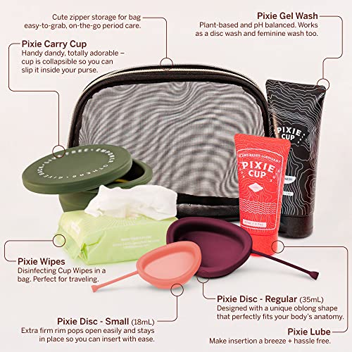Pixie Menstrual Disc Kit - Best Period Disc Starter Kit - 2 Discs, 20 Wipes, Wash, Lube, Public Restroom Pixie Cup uk supplements