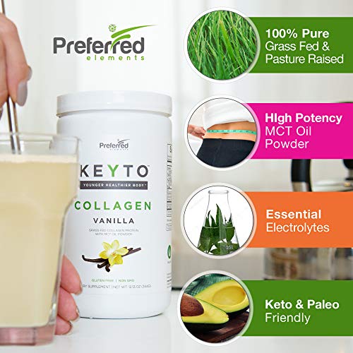 Keto Collagen Protein Powder with MCT Oil – Keto and Paleo Friendly Grass Fed Preferred Elements uk supplements