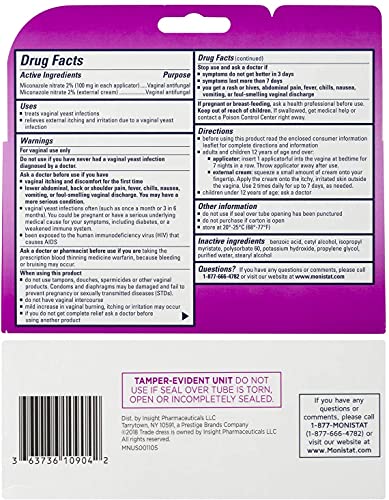 MONISTAT 7-Dose Treatment For Women, 7 Disposable Applicators & External Itch Cream, (Pack of 1) Monistat uk supplements