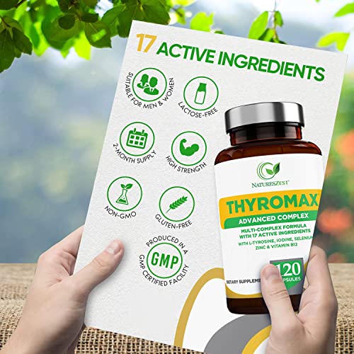 Natures Zest Thyroid Support Supplement for Women & Men - 120 Vegan Capsules Natures Zest uk supplements