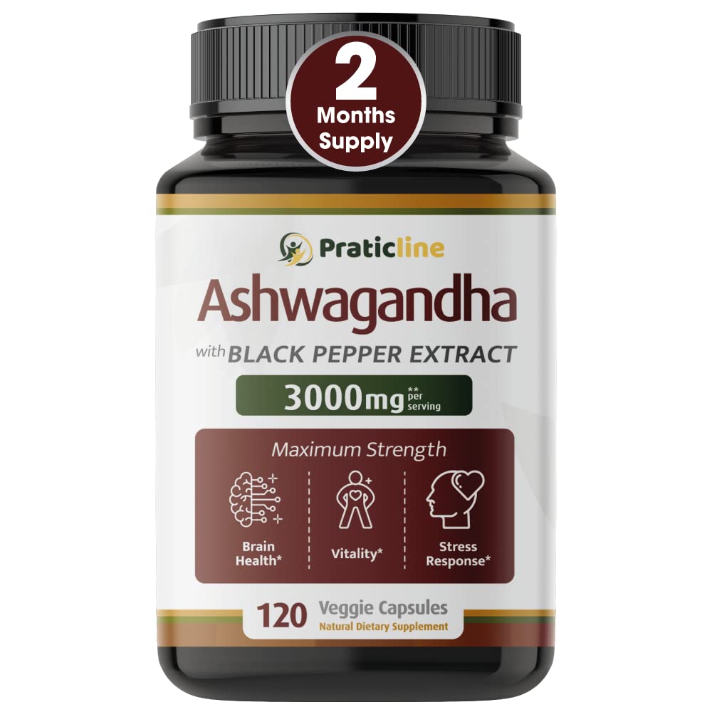 PRATIC LINE Ashwagandha Capsules 3,000 mg - 120 Vegan Cap Made with Organic PRATIC LINE uk supplements