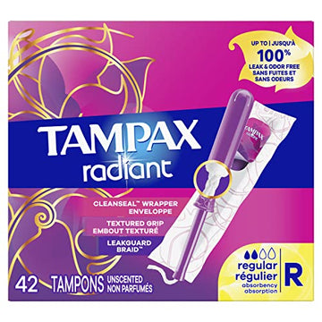 Tampax Radiant Tampons 42 R 2.7X 3/4/ 42ct, Pink and Blue Tampax uk supplements