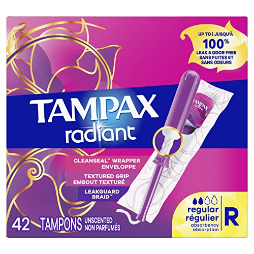 Tampax Radiant Tampons 42 R 2.7X 3/4/ 42ct, Pink and Blue Tampax uk supplements