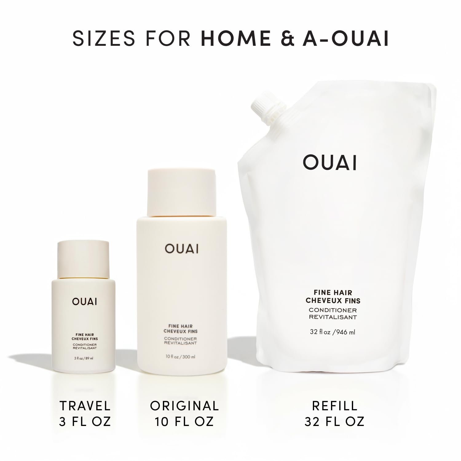 OUAI Fine Hair Conditioner Refill - Volumizing Conditioner Made with Keratin, Biotin and Chia Seed Oil - Adds Softness, Bounce and Volume - Free from Parabens, Sulfates, and Phthalates (32 Oz) OUAI uk supplements