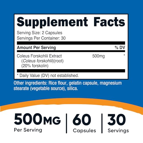 Nutricost Coleus Forskohlii 500mg, 60 Capsules - Maximum Strength Formula Nutricost uk supplements