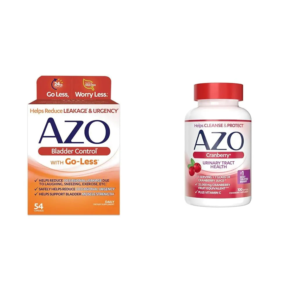 AZO Bladder Control with Go-Less Daily Supplement | Helps Reduce Occasional Urgency & Leakage | 54 Count Cranberry Urinary Tract Health | 100 Softgels AZO uk supplements