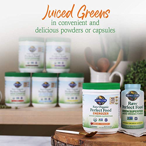 Garden of Life Raw Organic Perfect Food Energizer Juiced Green Superfood Powder - Yerba Mate Pomegranate, 30 Servings, Green Superfood Powder & Probiotics, Gluten Free Whole Food Greens Supplements Garden of Life uk supplements