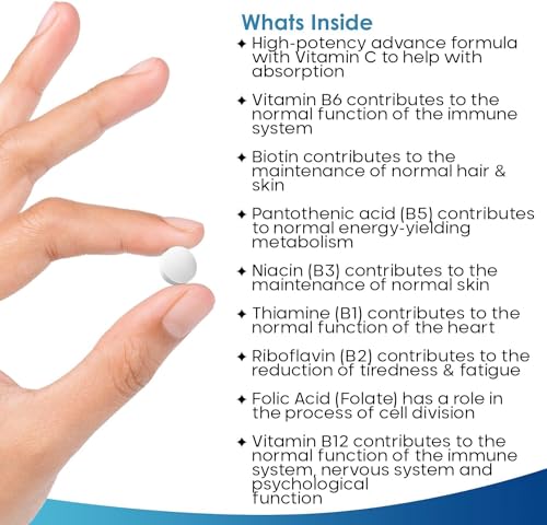 Vitamin B Complex - 365 Small Tablets (One Year Supply) High Strength All 8 B Vitamins NEW LEAF PRODUCTS uk supplements
