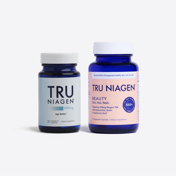 TRU NIAGEN 300mg + Beauty Bundle. A Comprehensive Bundle for Daily NAD+ Support with targeted Beauty Actives for Healthy Skin, Hair, and Nails at The Cellular Level. TRU NIAGEN uk supplements
