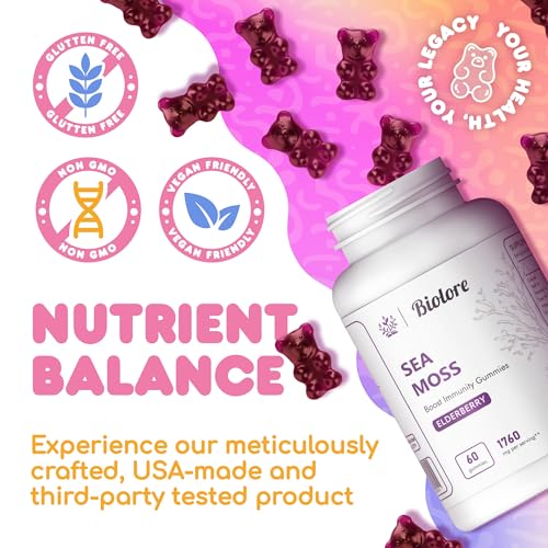 Biolore Sea Moss Gummies with Elderberry, Contains Irish Sea Moss, Organic Extract Biolore uk supplements