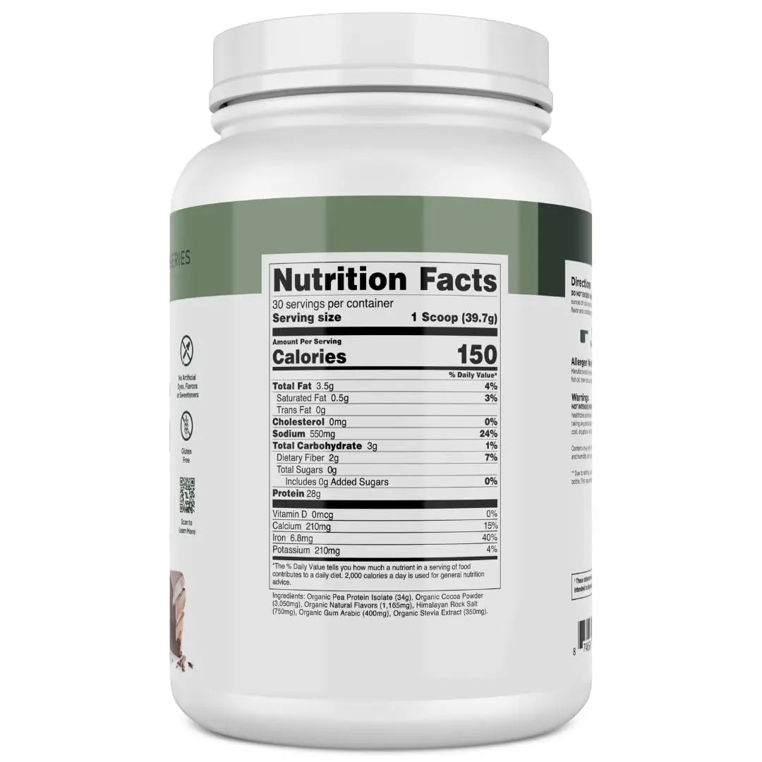 Transparent Labs 100% Pea Protein Powder - 28g Organic Plant Protein per Serving, Clean Pea Isolate Powder, USDA Organic, Vegan, Gluten-Free, Sugar-Free, Non-GMO - 30 Servings, Chocolate Transparent Labs uk supplements