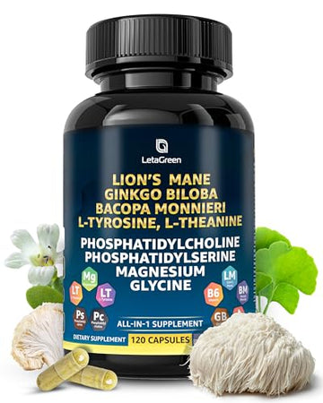 LetaGreen Organic Lions Mane Supplement Capsules - 120 Real Mushrooms Lion's Mane LetaGreen uk supplements