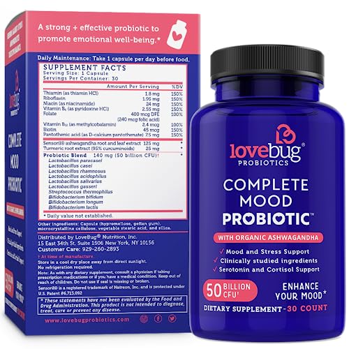 Lovebug Complete Mood Probiotic | 10 Clinically Studied Probiotic Strains & Patented lovebug PROBIOTICS uk supplements