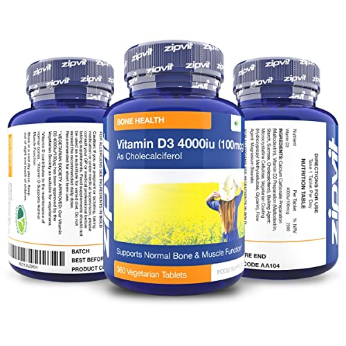 Vitamin D 4000iu 360 Micro Tablets. Vegetarian Society Approved. 12 Months Supply Zipvit uk supplements