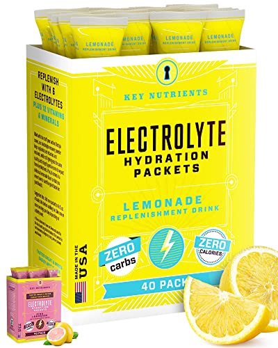 KEY NUTRIENTS Multivitamin Electrolytes Powder Packets - Refreshing Lemonade 40 Pack Hydration Packets - Travel Hydration Powder - No Sugar, No Calories, Gluten Free - Made in USA KEY NUTRIENTS uk supplements