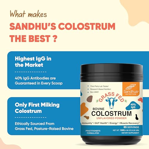 Sandhu's Pure Bovine Colostrum Powder Supplement for Humans |40% IgG Highly Sandhu's uk supplements
