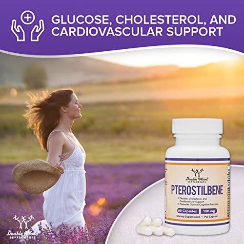Pterostilbene Supplement 100mg Capsules (Third Party Tested) Manufactured in The USA Double Wood Supplements uk supplements