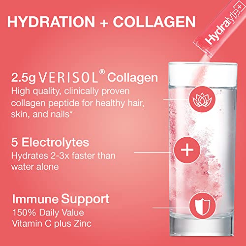 Hydralyte Plus Collagen Effervescent Electrolytes Powder Sachets - 20 Strawberry Lemonade Flavored Sticks Hydralyte uk supplements