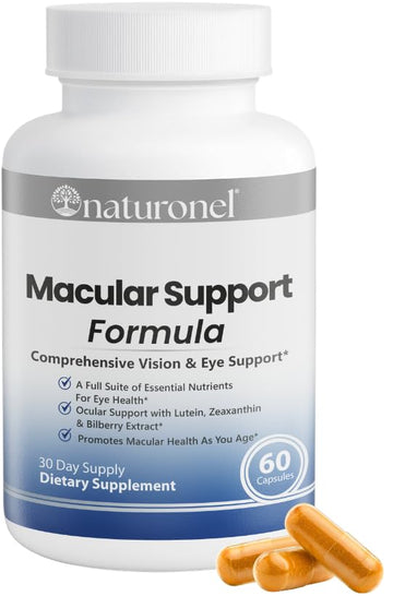Naturonel Macular Support Formula – Vision & Eye Health with Lutein, Zeaxanthin, Bilberry, Eyebright & Antioxidants | Non-GMO, Made in USA, GMP Certified – 60 Capsules, 30 Day Supply (1) Naturonel uk supplements