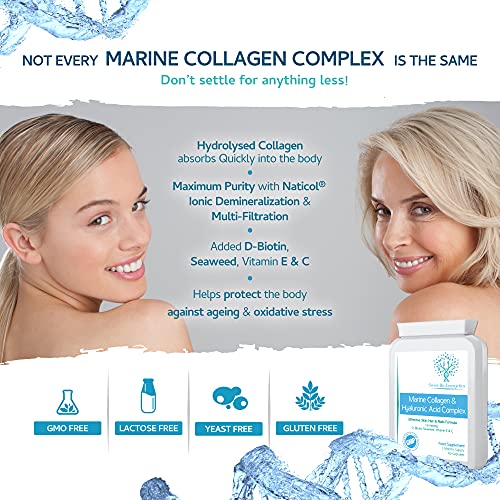 Marine Collagen & Hyaluronic Acid Complex - 60 Capsules - 500mg of Highly Bioavailable Naticol® Hydrolysed Collagen swiss bioenergetics uk supplements