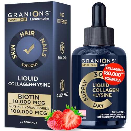 Liquid Collagen Peptides with Biotin and Lysine - Max Hair Skin and Nails Liquid Collagen Granions uk supplements