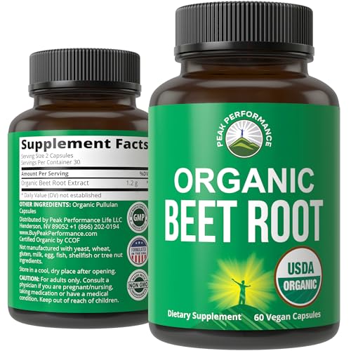 USDA Organic Beet Root Vegan Capsules. Beets Juice Powder Super Food Pills 1200 mg Peak Performance uk supplements