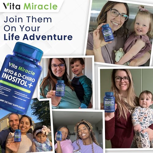 Inositol Supplement Myo-Inositol & D-Chiro Inositol 120 Capsules 2000mg 40:1 Ratio High Vita Miracle uk supplements