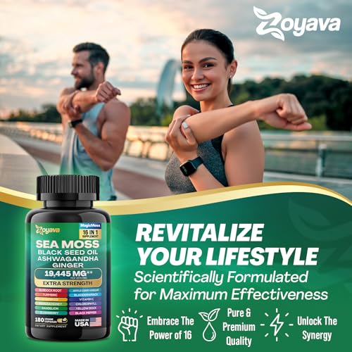 Sea Moss 7000mg Black Seed Oil 4000mg Ashwagandha 2000mg Turmeric 2000mg Zoyava uk supplements