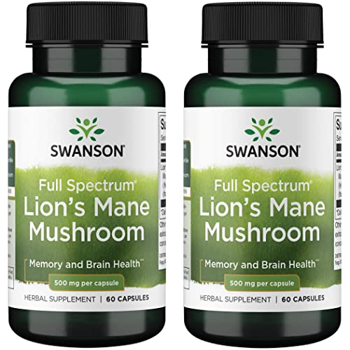 Swanson Lion's Mane Mushroom Capsules - 500 mg Each, 60 Capsules Swanson uk supplements