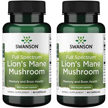 Swanson Lion's Mane Mushroom Capsules - 500 mg Each, 60 Capsules Swanson uk supplements