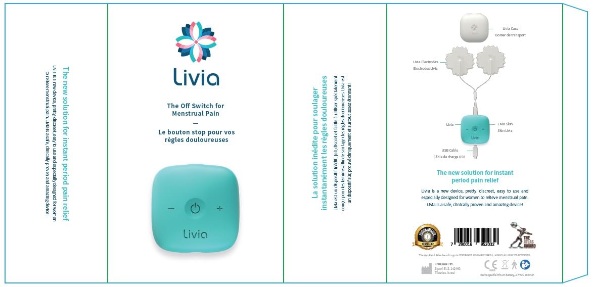 Livia Menstrual Pain Relief Device, Blue-Green - The Off Switch for Period Pain - Portable Unit Livia uk supplements