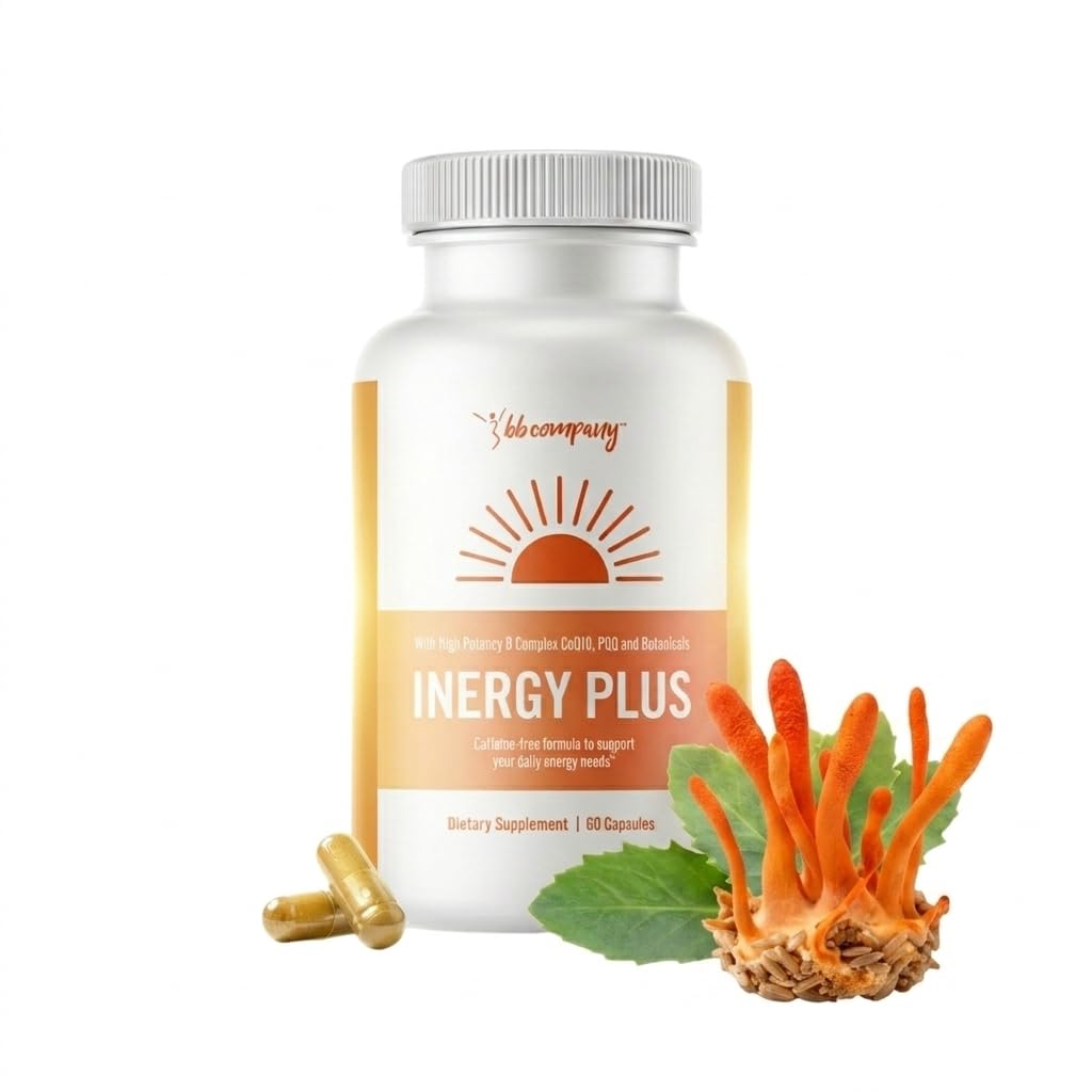 InergyPLUS | Energy Vitamins for Women, Fatigue, Natural Energy Supplements for Focus | Vitamin B12, Folic Acid, Rhodiola Rosea, Cordyceps, CoQ10, Caffeine Free | Packaging Vary | 60 Ct BB Company uk supplements