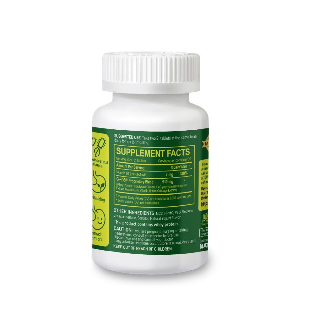 NATURION H. Pylori Support - Digestive Health Supplement with G-FOS Blend, Whey Protein, Licorice, Mastic Gum, Vitamin U, and Vitamin B2 - Stomach Comfort & Gut Balance - 60 Tablets, 30 Day Supply NATURION uk supplements