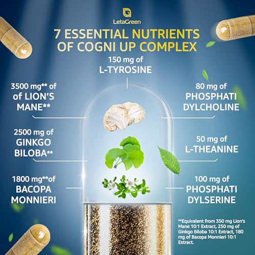 LetaGreen Organic Lions Mane Supplement Capsules - 120 Real Mushrooms Lion's Mane LetaGreen uk supplements