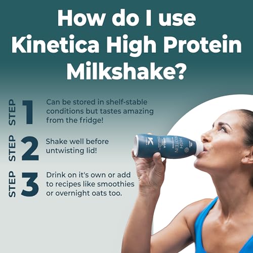 Kinetica Ready-to-Drink Protein Shake, 12 X 330mls, 165 cals, 25g Protein per Bottle, Low Fat (Strawberry) Kinetica uk supplements