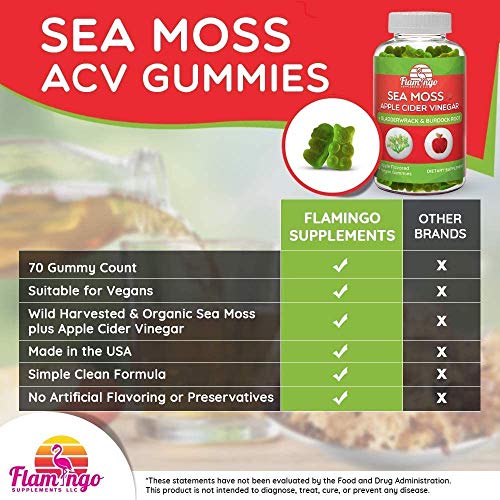Sea Moss Gummies with Apple Cider Vinegar, Bladderwrack, and Burdock Root Organic Flamingo Supplements uk supplements