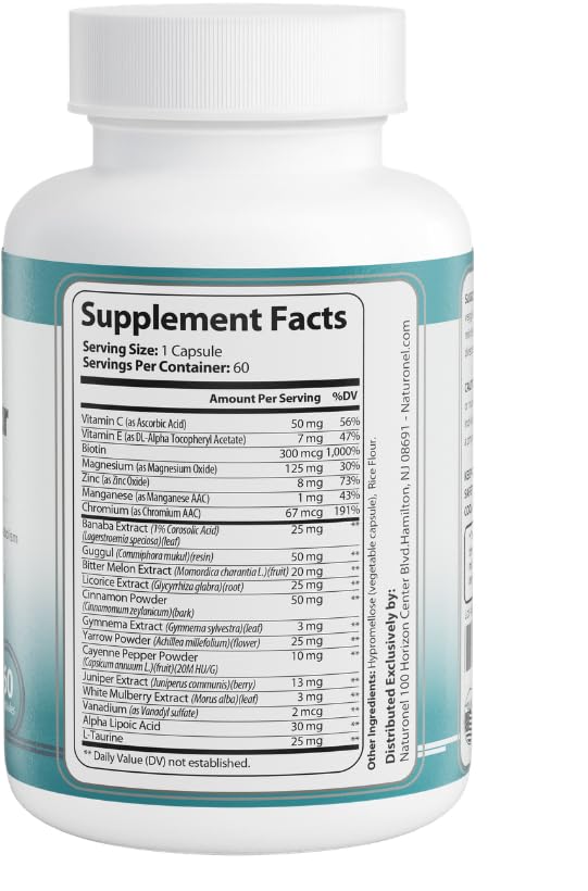 Naturonel Blood Sugar Formula – Metabolic Support with Cinnamon, Banaba, Bitter Melon, Guggul, Licorice, Gymnema, Juniper, Alpha Lipoic Acid & Chromium | Made in USA, GMP Certified Naturonel uk supplements