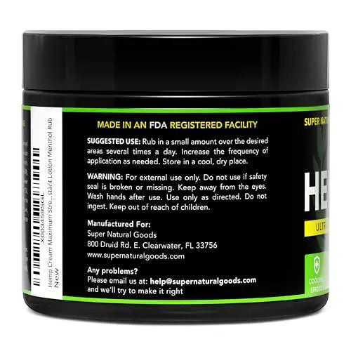 Super Natural Goods Hemp Cream with Hemp Oil, Turmeric, Arnica & Menthol – Botanical Cream with a Cooling Sensation for Localized Application (16oz) Super Natural Goods uk supplements