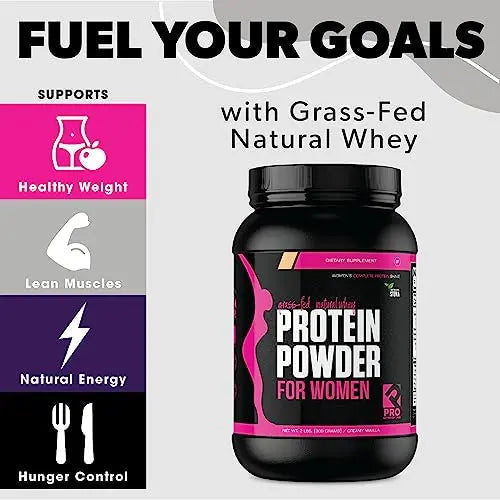Whey Protein Powder for Women - Supports Lean Muscle - Low Carb - Gluten Free - Grass Fed & rBGH Hormone Free (Creamy Vanilla, 2 lb) PRO NUTRITION LABS uk supplements